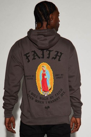 Grey Fashion Nova Walk By Faith Men Hoodie USA | 395271LSZ