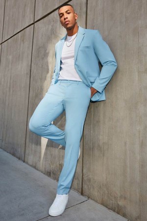 Light Blue Fashion Nova The Modern Stretch Slim Men Pants USA | 214693LQD