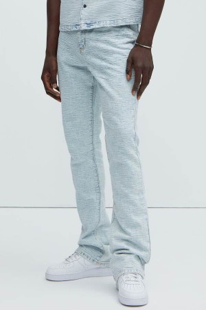 Light Blue Wash Fashion Nova Will Stacked Slim Flare Men Jeans USA | 671935SZK