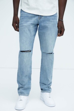 Light Wash Fashion Nova Ghost Slim Men Jeans USA | 109728UJG