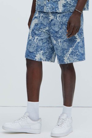 Light Wash Fashion Nova Inspired Relaxed Denim Men Shorts USA | 642170ANG