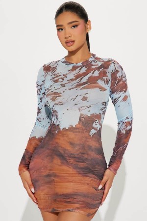 Multicolor Fashion Nova Born To Roam Mesh Mini Women Dress USA | 958671SMC