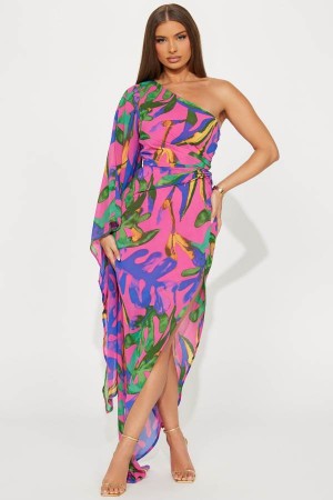 Multicolor Fashion Nova Maylie Chiffon Maxi Women Dress USA | 741920BET