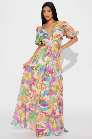Multicolor Fashion Nova Riviera Dreams Maxi Women Dress USA | 812379GBT