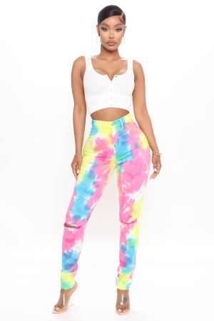 Multicolor Fashion Nova Stay Vibin' Tie Dye Skinny Women Jeans USA | 047261DMF