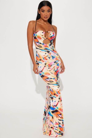 Multicolor Fashion Nova Your Art Fest Maxi Women Dress USA | 570146PVN
