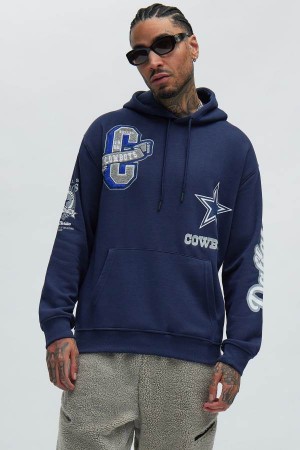 Navy Fashion Nova Cowboys Campus Men Hoodie USA | 123795MPC