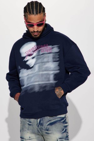 Navy Fashion Nova Dead End Men Hoodie USA | 619483PNR