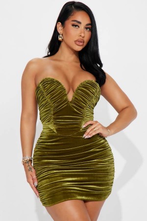 Olive Fashion Nova Olivia Velvet Mini Women Dress USA | 123068LPJ