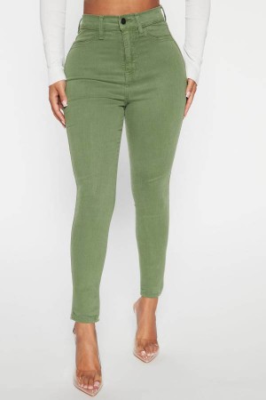 Olive Fashion Nova Petite Classic High Waist Skinny Women Jeans USA | 104736JDX