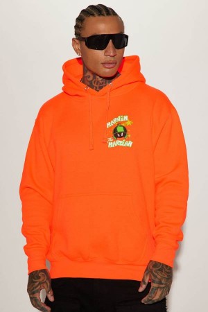 Orange Fashion Nova Looney Tunes Marvin Tag Men Hoodie USA | 809435VRC