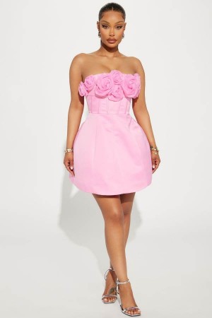 Pink Fashion Nova Bliss Corset Mini Women Dress USA | 302986BQW