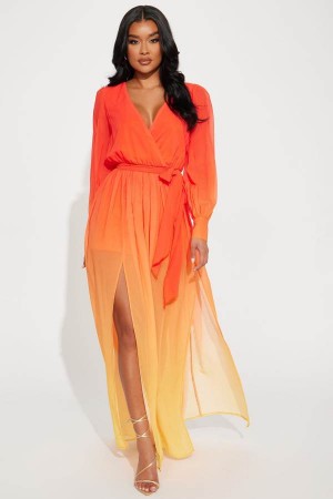 Pink Red Fashion Nova Alli Ombre Maxi Women Dress USA | 681243PGO