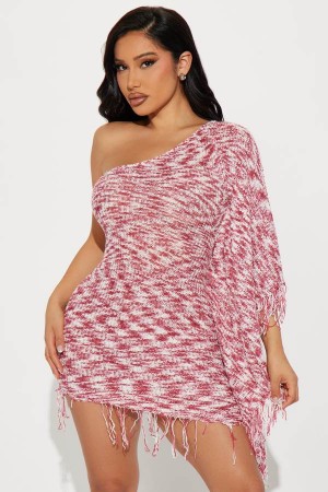Purple Fashion Nova Taylor Fringe Knit Mini Women Dress USA | 891460EPN