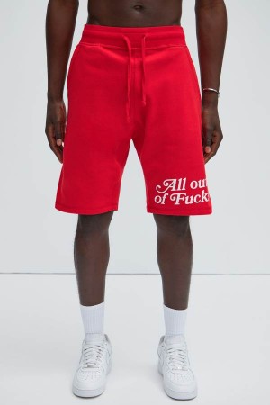Red Fashion Nova All Out Of Fucks Men Sweatshorts USA | 028719FQL