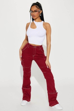 Red Fashion Nova Camden Cargo Utility Women Jeans USA | 139276YWJ