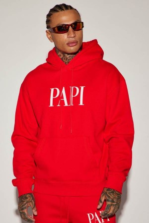 Red Fashion Nova Family Goals Papi Men Hoodie USA | 872194YUZ