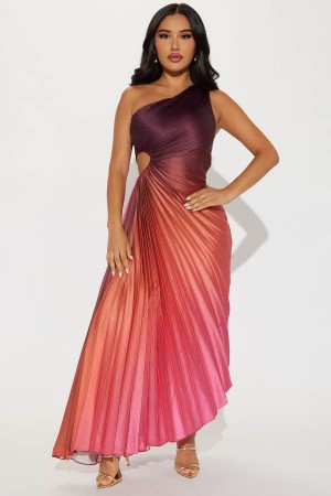 Red Fashion Nova Tahiti Ombre Maxi Women Dress USA | 614973NQX