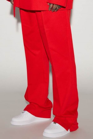 Red Fashion Nova Thomas Luxury Texture Slit Flare Men Pants USA | 876091SCT