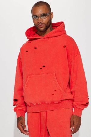 Red Fashion Nova Tyson Ride It Out Oversize Men Hoodie USA | 986053QGK