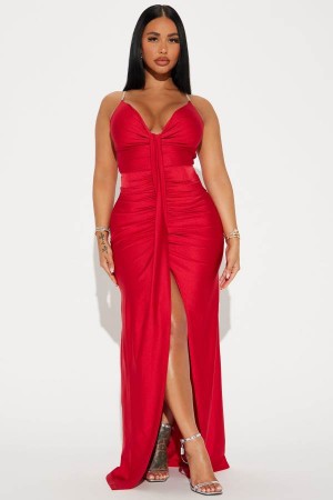 Red Fashion Nova Watch It Maxi Women Dress USA | 489625MWA