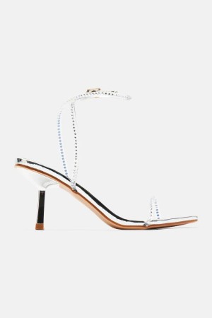 Silver Fashion Nova Don't Be One Sided Heeled Women Sandals USA | 510237EXW