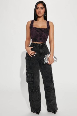 Wash Black Fashion Nova Petite Mad For You Cargo Women Jeans USA | 915427JXO