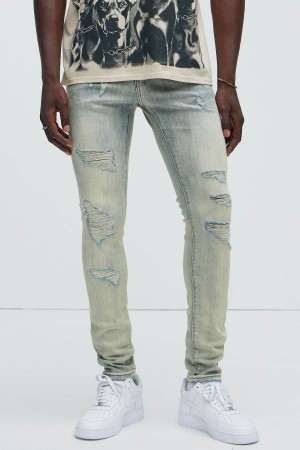 Wash Fashion Nova Bet On It Ripped And Repair Skinny Men Jeans USA | 950237VAR