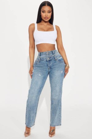 Wash Fashion Nova Can't Miss Cropped Stretch Straight Leg Women Jeans USA | 193204ZIG
