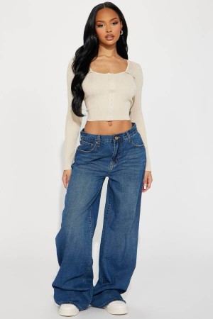 Wash Fashion Nova Chelsea Drop Waist Baggy Women Jeans USA | 842163YCI