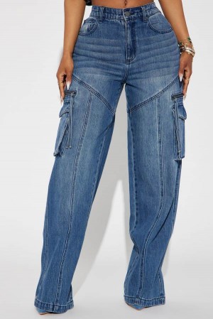 Wash Fashion Nova Devil In Disguise Cargo Straight Leg Women Jeans USA | 907814WTH