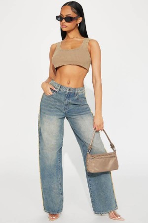 Wash Fashion Nova Said With Love Straight Leg Women Jeans USA | 143560TEM