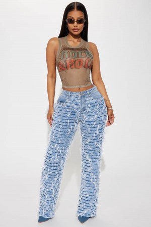 Wash Fashion Nova Think It Over Shredded Straight Leg Women Jeans USA | 812036OUD