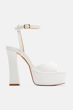 White Fashion Nova Eliza Platform Women Heels USA | 735429JCT