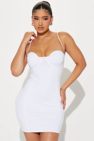 White Fashion Nova Fiora Bandage Micro Mini Women Dress USA | 341708XQP