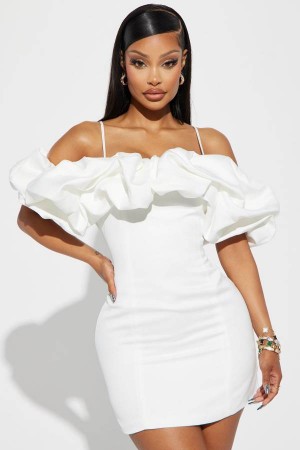 White Fashion Nova Lola Mini Women Dress USA | 264370NCJ