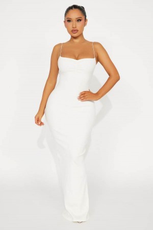 White Fashion Nova Lyla Snatched Maxi Women Dress USA | 502681BLE