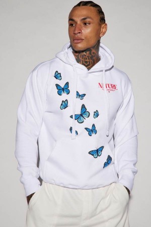 White Fashion Nova Nature's Spirit Men Hoodie USA | 089216SYG