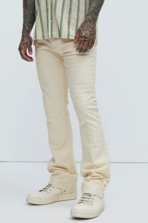 White Fashion Nova No Trace Just Lace Stacked Skinny Flare Men Pants USA | 518246AQN