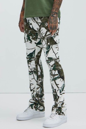 White Fashion Nova On The List Cargo Flare Men Pants USA | 674502PYG