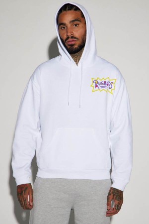 White Fashion Nova Rugrats Crew Men Hoodie USA | 942605GMF