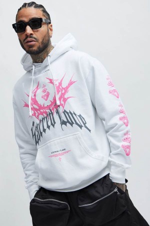 White Fashion Nova Sacred Love Men Hoodie USA | 982367GFN